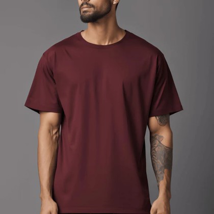 Maroon Drop Shoulder Tee